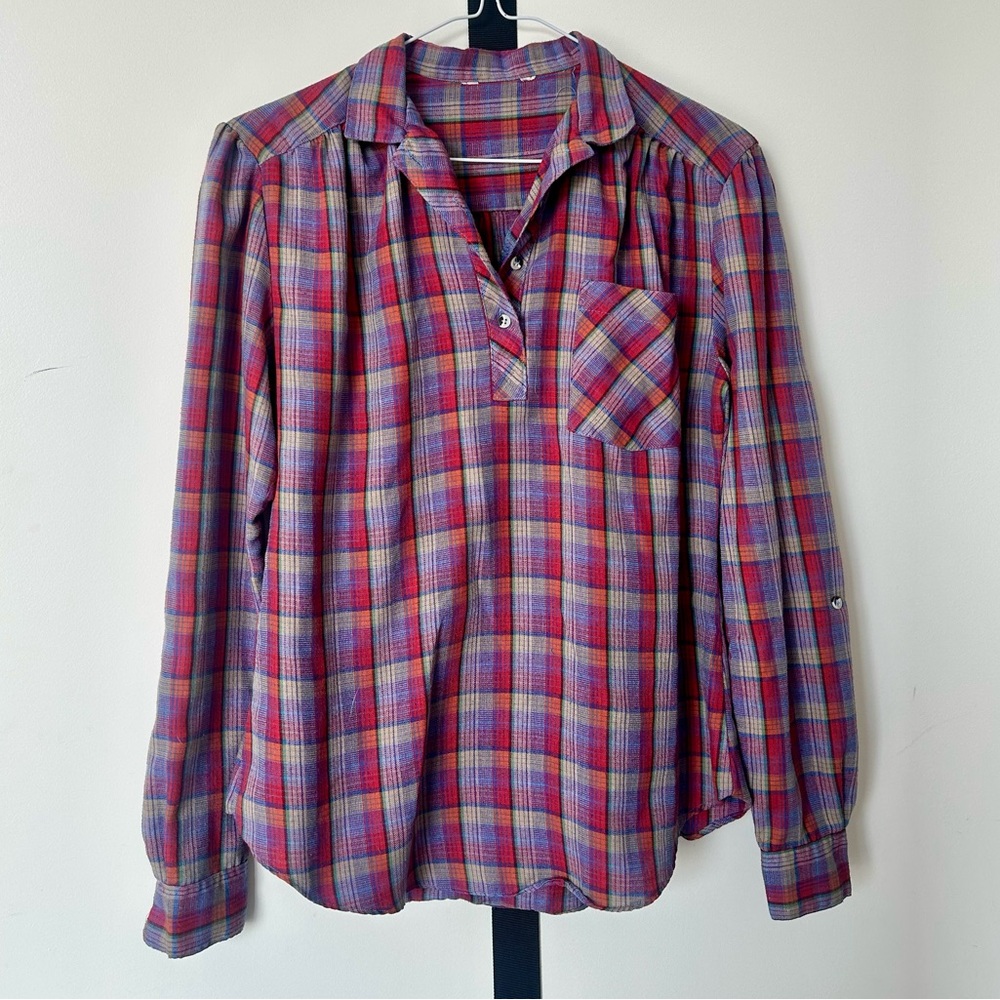 🎉2 for $15🎉 Vintage Lightweight Plaid Blouse